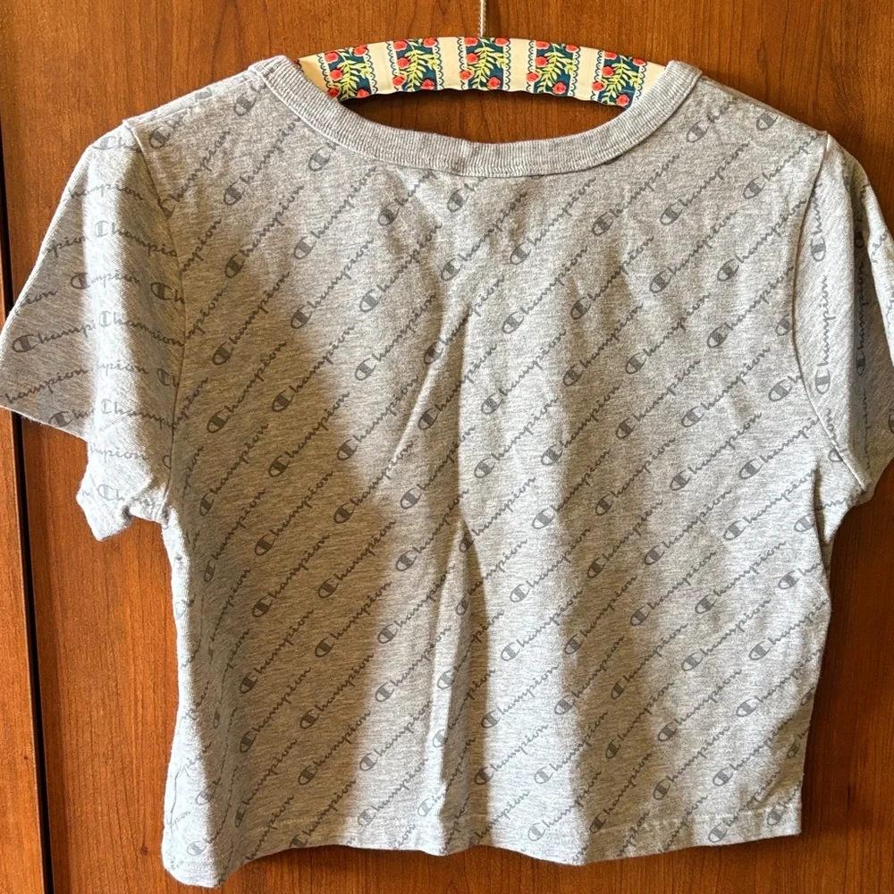 Champion Women’s All-Over Logo Gray Tee - Picture 3 of 3